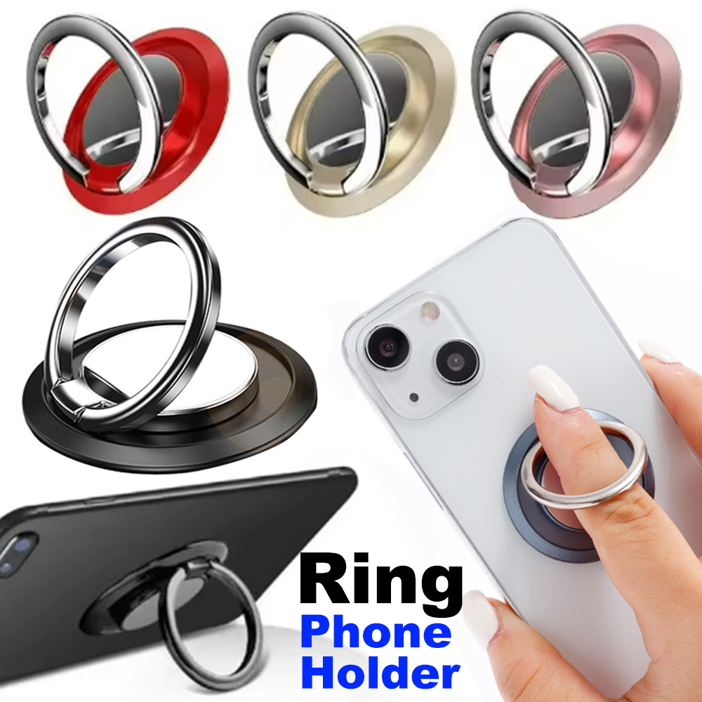 Phone Accessories Website - 360度回転式フィンガーリング型スマホホルダー スタンドグリップ 車載用マグネット吸着式マウント スマホ背面ステッカーパッド ユニバーサル携帯電話ブラケット
