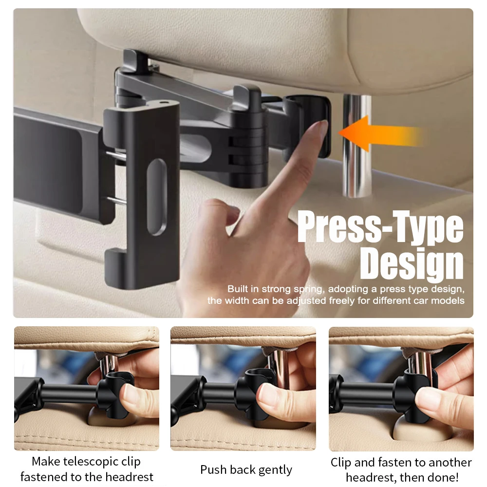 Phone Accessories Baby - 折りたたみ式車載電話ホルダー後部座席タブレットマウント子供用360度ヘッドレストタブレットサポートiPadインチ対応
