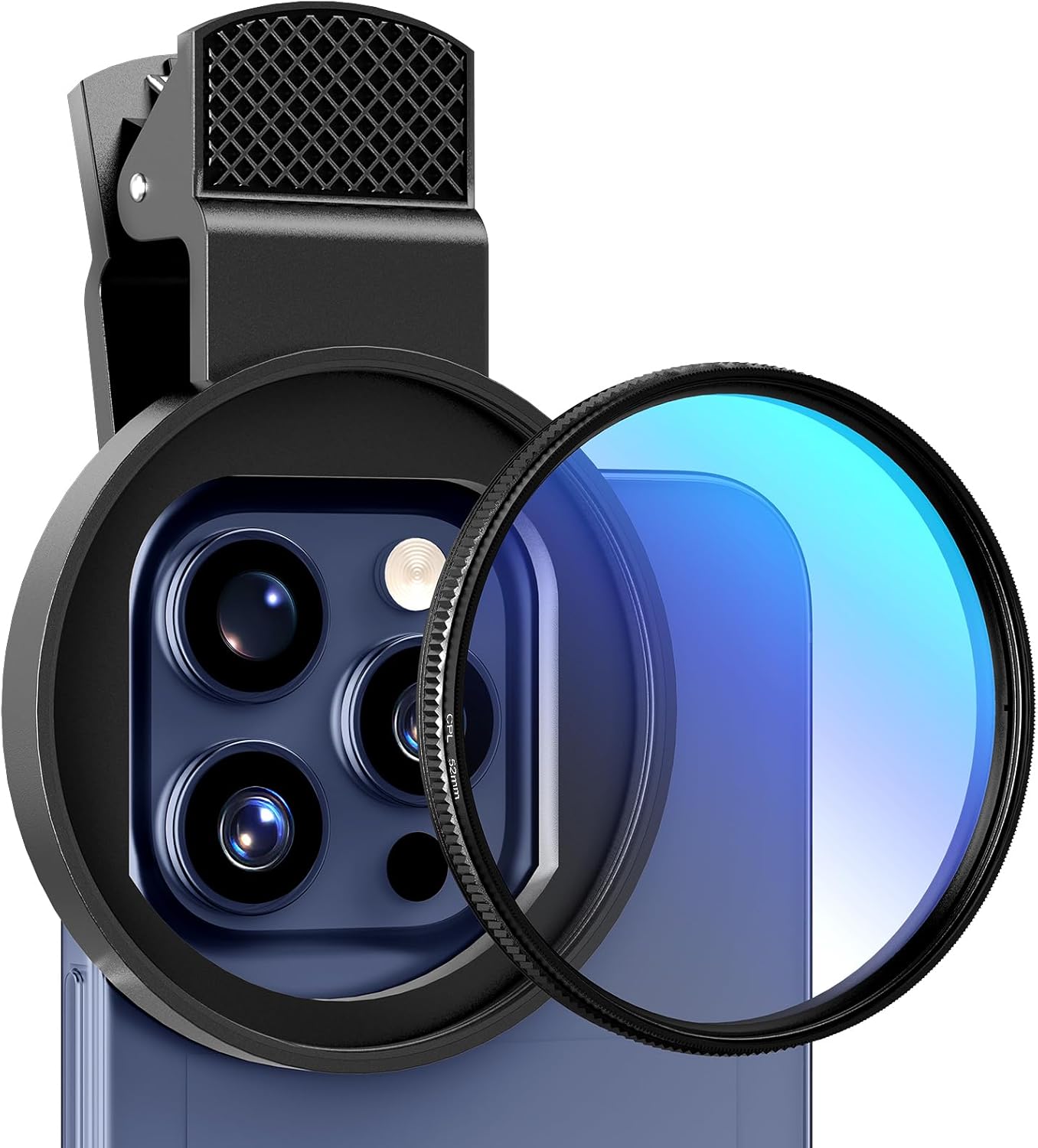 Lens Camera Clip - 52MM円形ユニバーサルポータブル偏光カメラレンズクリップCPL/UVフィルターキット（iPhone、Huawei、Xiaomi、Samsung対応）