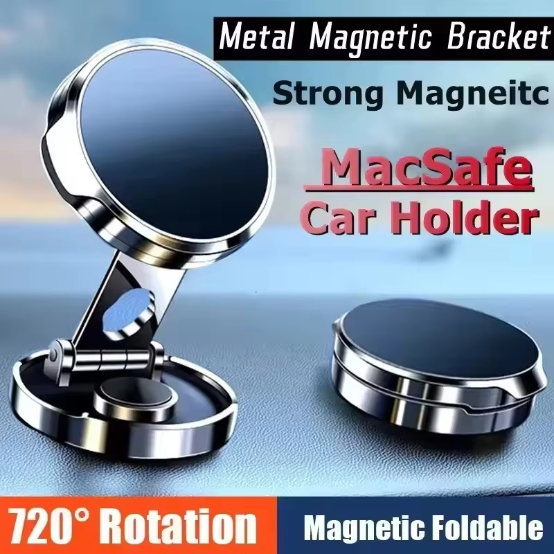 Phone Accessories Website - 丸型折りたたみ式マグネットカーホルダー 360度回転式携帯電話ブラケットマウント 強力マグネット対応 iPhone/Samsungスタンド用