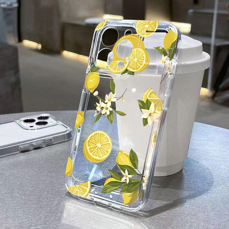 Phone Case Clear - サマーフルーツレモンフラワークリアスマホケース Samsung Galaxy S25 S24 S23