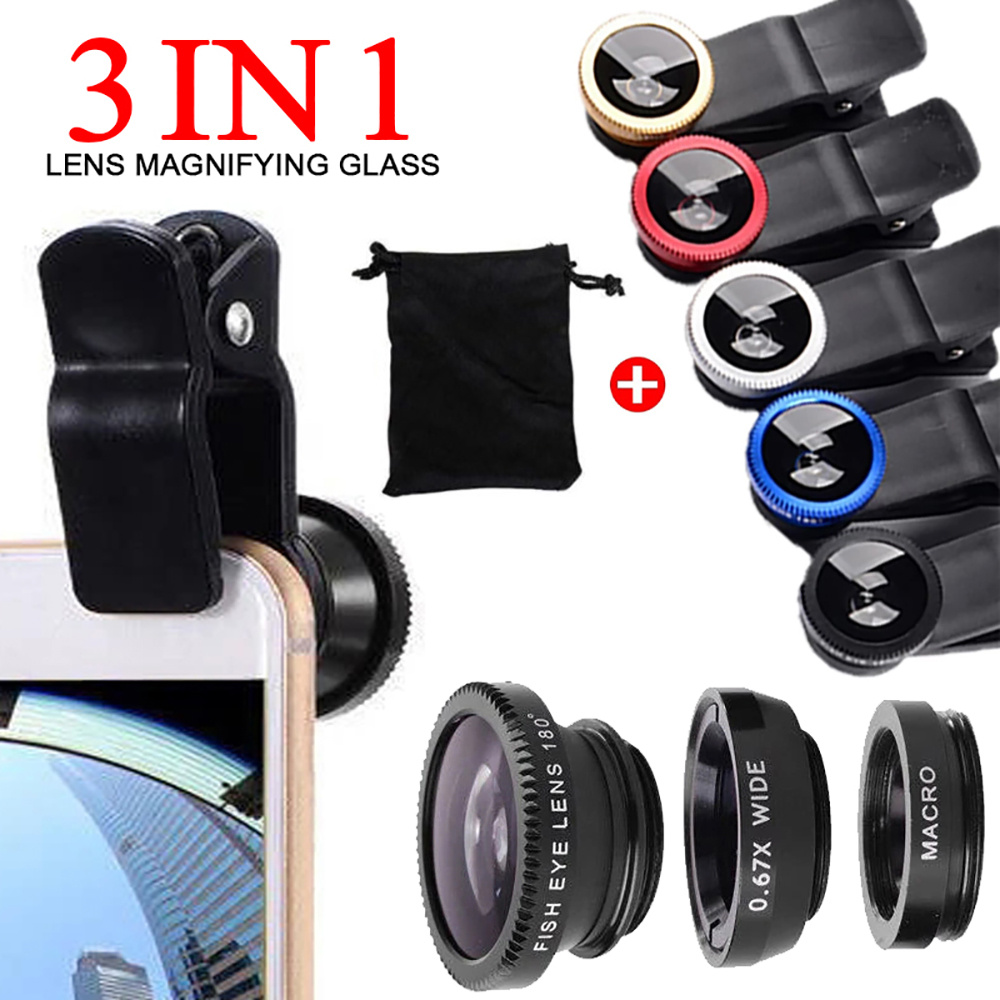ユニバーサル3in1魚眼レンズ 広角マクロフォン魚眼レンズ  - Lens Camera Clip のレビューと価格