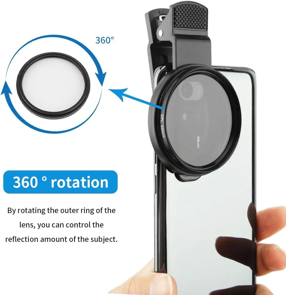 MINI 52mmクリップ式スマホフィルターホルダーマウント - Lens Camera Clip のレビューと価格
