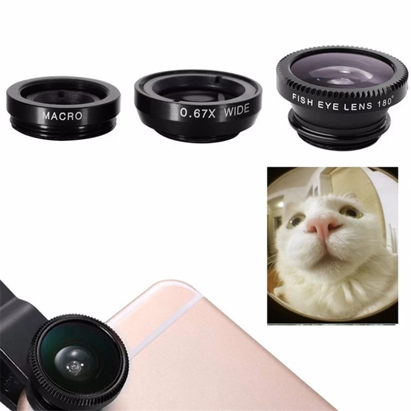 iPhone、Xiaomi、Redmi用3in1魚眼広角マイ - Lens Camera Clip のレビューと価格