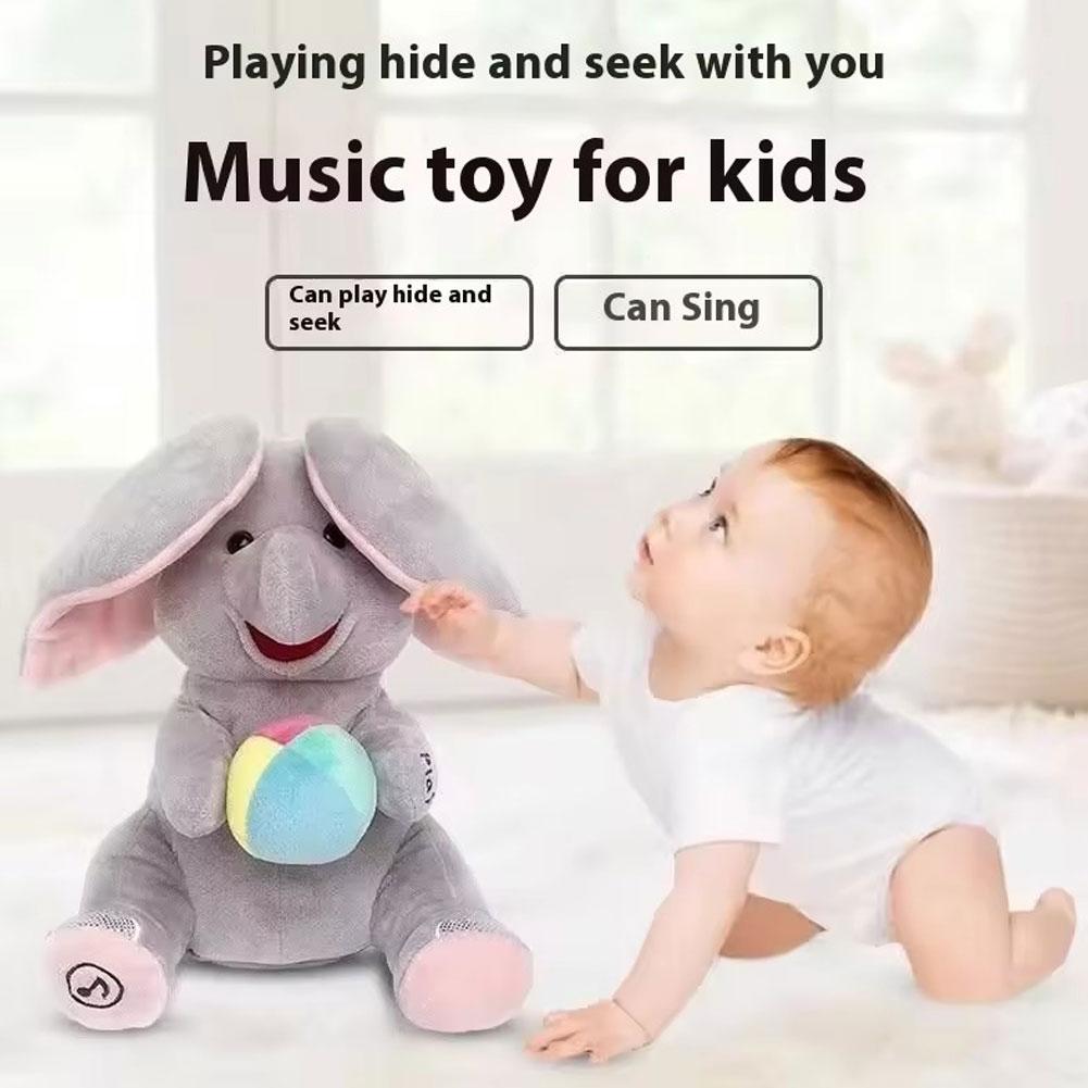 かくれんぼ象のぬいぐるみ 音楽付き耳を動かす柔らかい歌うおも - Phone Accessories Baby のレビューと価格