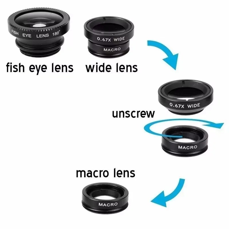 ユニバーサル携帯電話カメラレンズキット 3 in 1（0.4 - Lens Camera Clip のレビューと価格