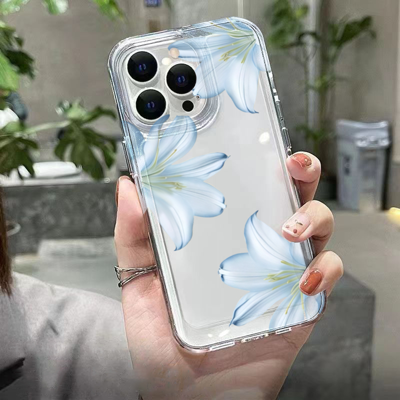 ファッショナブルで精巧な白いユリの花柄スマホケース iPho - Phone Case Clear のレビューと価格