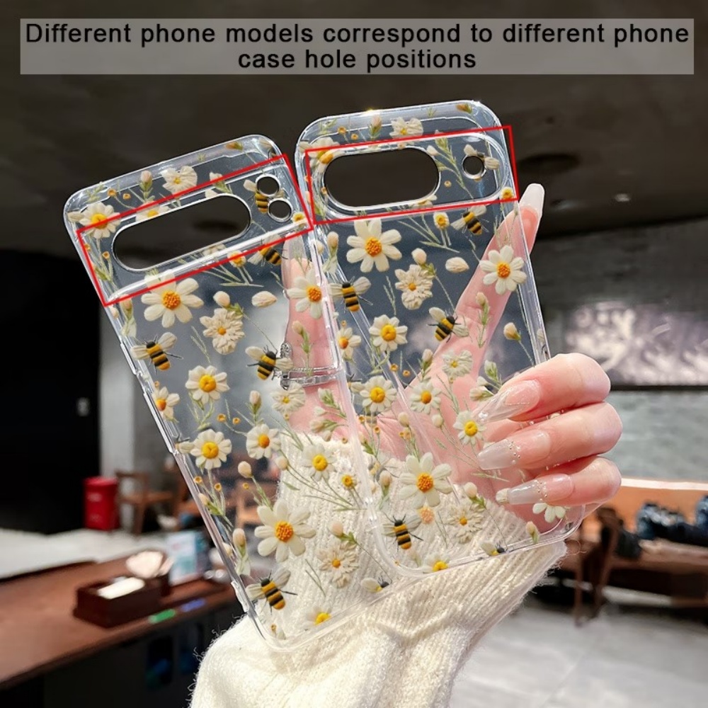 かわいいミツバチの花柄ソフトクリア電話ケース Google  - Phone Case Clear のレビューと価格