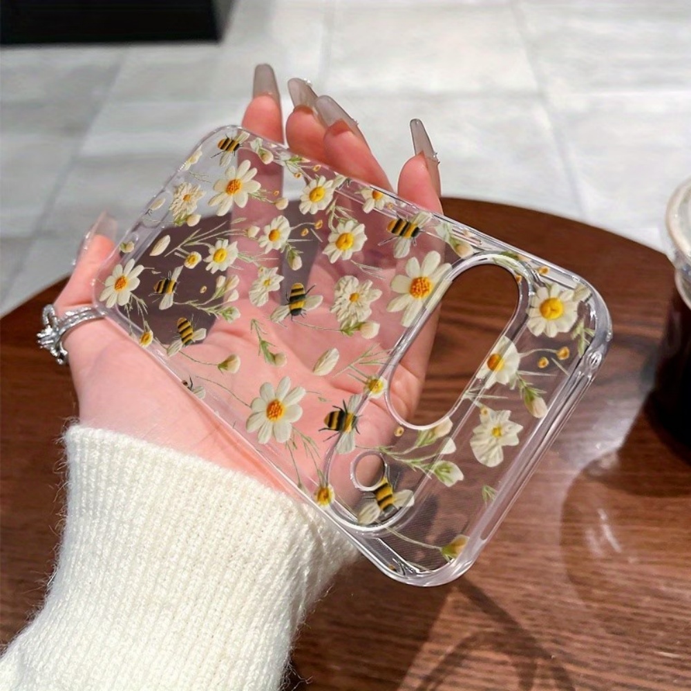 かわいいミツバチの花柄ソフトクリア電話ケース Google  - Phone Case Clear のレビューと価格